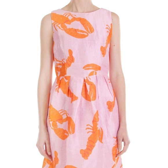 Pink and Orange Lobster Print Dress - Picture 1 of 5